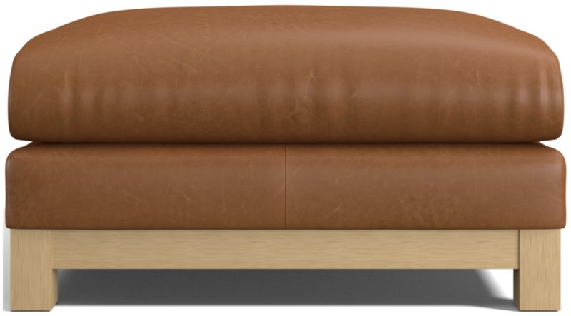 Pacific Wood Leather Ottoman - image 0 of 4