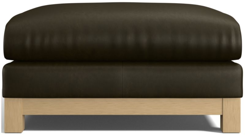 Pacific Wood Leather Ottoman - image 0 of 4