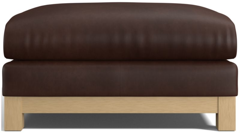 Pacific Wood Leather Ottoman - image 0 of 4