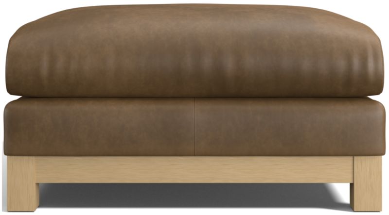 Pacific Wood Leather Ottoman - image 0 of 4