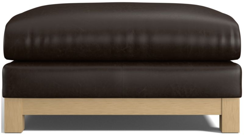 Pacific Wood Leather Ottoman - image 0 of 4