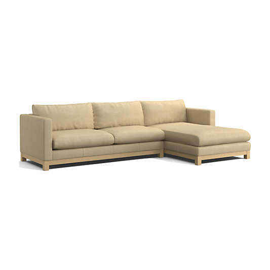 Pacific Wood Leather 2-Piece Chaise Sectional Sofa