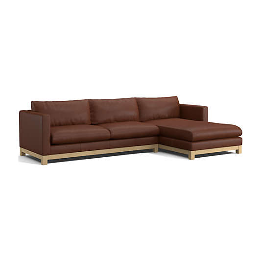 Pacific Wood Leather 2-Piece Chaise Sectional Sofa