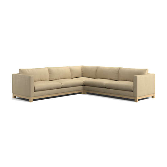 Pacific Wood Leather 3-Piece L-Shaped Sectional Sofa