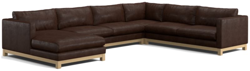 Pacific Wood Leather 4-Piece Corner Sectional Sofa with Chaise Lounge - image 0 of 6