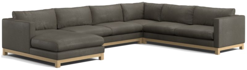 Pacific Wood Leather 4-Piece Corner Sectional Sofa with Chaise Lounge - image 0 of 6