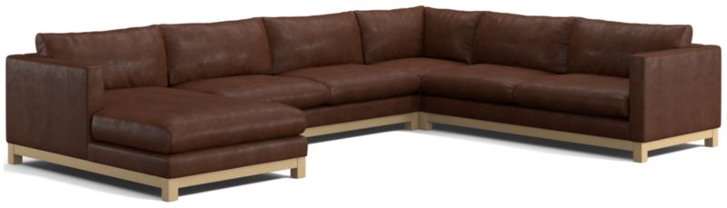 Pacific Wood Leather 4-Piece Corner Sectional Sofa with Chaise Lounge - image 0 of 7