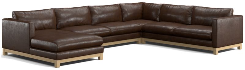 Pacific Wood Leather 4-Piece Corner Sectional Sofa with Chaise Lounge - image 0 of 6