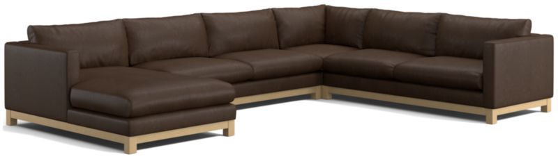 Pacific Wood Leather 4-Piece Corner Sectional Sofa with Chaise Lounge - image 0 of 6