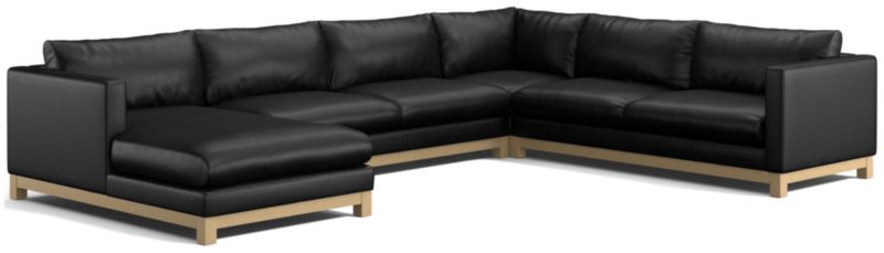 Pacific Wood Leather 4-Piece Corner Sectional Sofa with Chaise Lounge - image 0 of 6