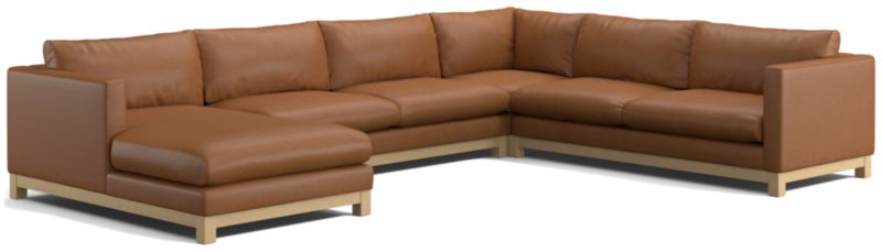 Pacific Wood Leather 4-Piece Corner Sectional Sofa with Chaise Lounge - image 0 of 6