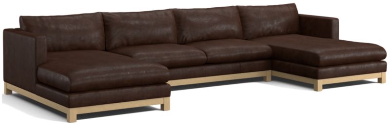 Pacific Wood Leather 3-Piece U-Shaped Sectional Sofa - image 0 of 5