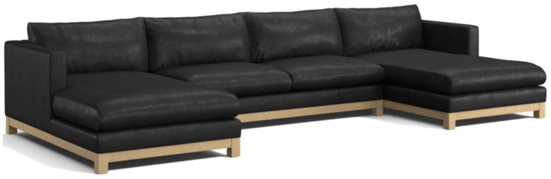 Pacific Wood Leather 3-Piece U-Shaped Sectional Sofa - image 0 of 6