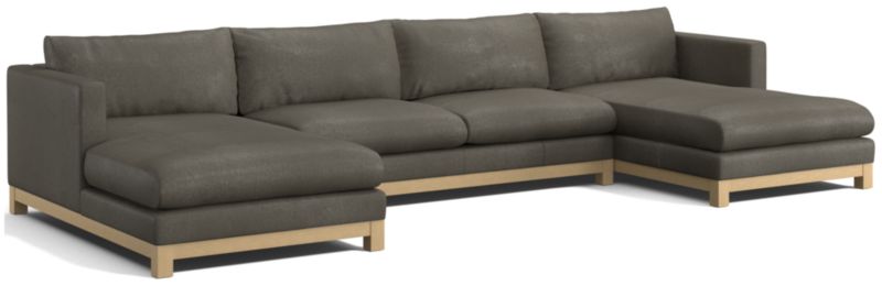 Pacific Wood Leather 3-Piece U-Shaped Sectional Sofa - image 0 of 5