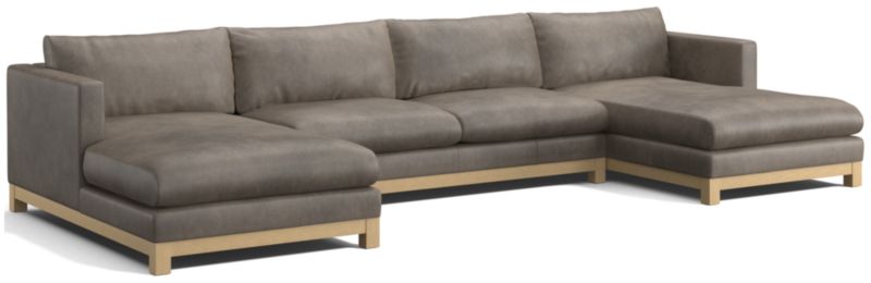 Pacific Wood Leather 3-Piece U-Shaped Sectional Sofa - image 0 of 5