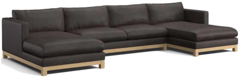 Pacific Wood Leather 3-Piece U-Shaped Sectional Sofa - image 0 of 5