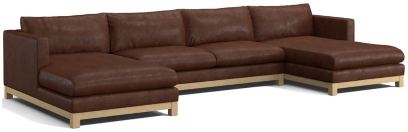 Pacific Wood Leather 3-Piece U-Shaped Sectional Sofa - image 0 of 6