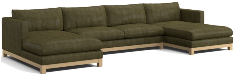 Pacific Wood Leather 3-Piece U-Shaped Sectional Sofa - image 0 of 5