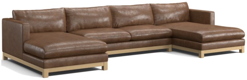 Pacific Wood Leather 3-Piece U-Shaped Sectional Sofa - image 0 of 5