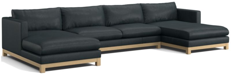 Pacific Wood Leather 3-Piece U-Shaped Sectional Sofa - image 0 of 5