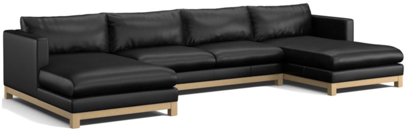 Pacific Wood Leather 3-Piece U-Shaped Sectional Sofa - image 0 of 5