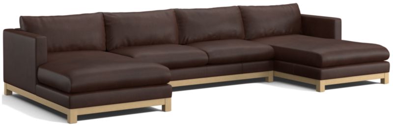 Pacific Wood Leather 3-Piece U-Shaped Sectional Sofa - image 0 of 5