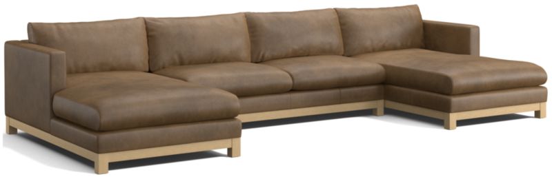 Pacific Wood Leather 3-Piece U-Shaped Sectional Sofa - image 0 of 5