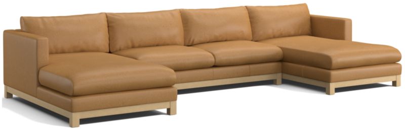 Pacific Wood Leather 3-Piece U-Shaped Sectional Sofa - image 0 of 5