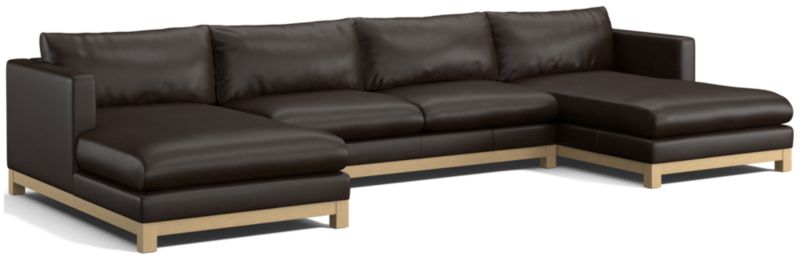 Pacific Wood Leather 3-Piece U-Shaped Sectional Sofa - image 0 of 5