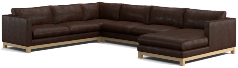 Pacific Wood Leather 4-Piece Corner Sectional Sofa with Chaise Lounge - image 0 of 5