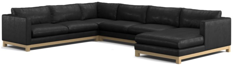 Pacific Wood Leather 4-Piece Corner Sectional Sofa with Chaise Lounge - image 0 of 6