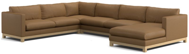 Pacific Wood Leather 4-Piece Corner Sectional Sofa with Chaise Lounge - image 0 of 5