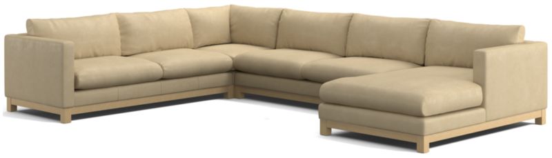 Pacific Wood Leather 4-Piece Corner Sectional Sofa with Chaise Lounge - image 0 of 6