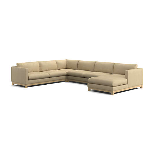 Pacific Wood Leather 4-Piece Corner Sectional Sofa with Chaise Lounge
