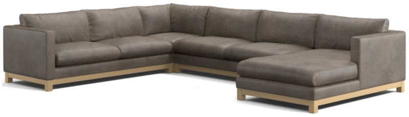 Pacific Wood Leather 4-Piece Corner Sectional Sofa with Chaise Lounge - image 0 of 5