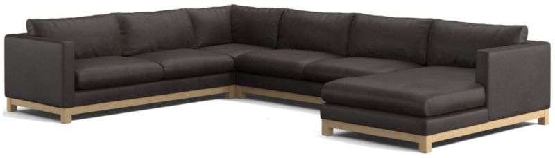 Pacific Wood Leather 4-Piece Corner Sectional Sofa with Chaise Lounge - image 0 of 5