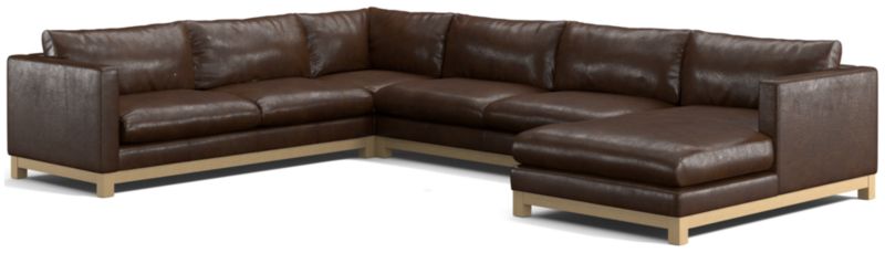 Pacific Wood Leather 4-Piece Corner Sectional Sofa with Chaise Lounge - image 0 of 5