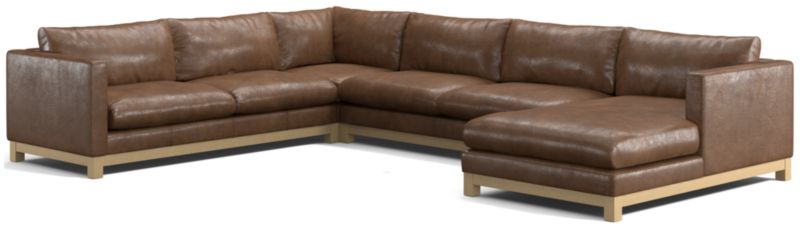 Pacific Wood Leather 4-Piece Corner Sectional Sofa with Chaise Lounge - image 0 of 5