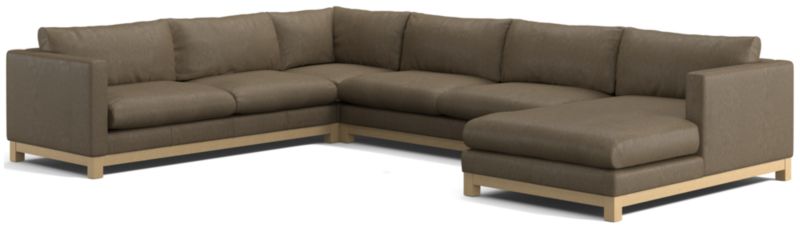 Pacific Wood Leather 4-Piece Corner Sectional Sofa with Chaise Lounge - image 0 of 5