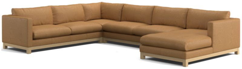 Pacific Wood Leather 4-Piece Corner Sectional Sofa with Chaise Lounge - image 0 of 5