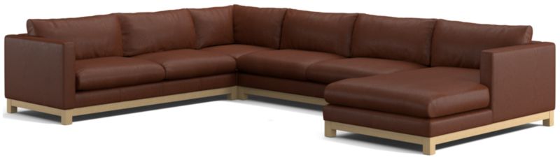 Pacific Wood Leather 4-Piece Corner Sectional Sofa with Chaise Lounge - image 0 of 5