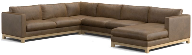 Pacific Wood Leather 4-Piece Corner Sectional Sofa with Chaise Lounge - image 0 of 5