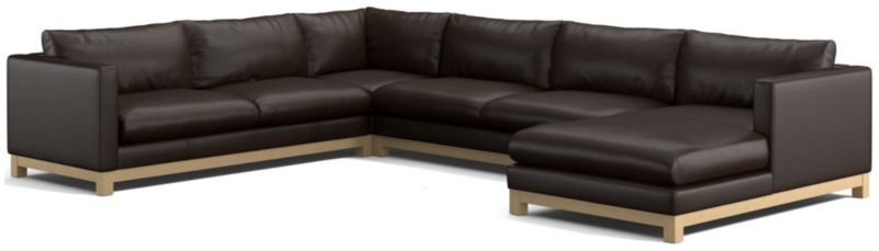 Pacific Wood Leather 4-Piece Corner Sectional Sofa with Chaise Lounge - image 0 of 5