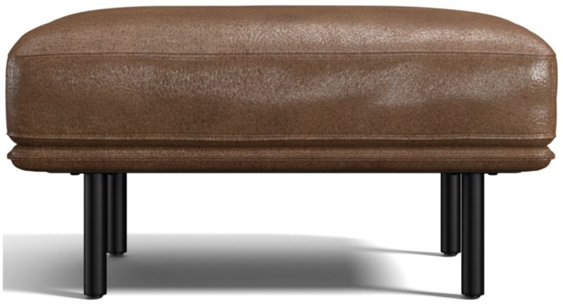 Wells Leather Ottoman - image 0 of 5