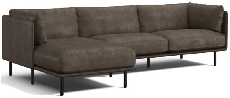 Wells Leather 2-Piece Chaise Sectional Sofa - image 0 of 10