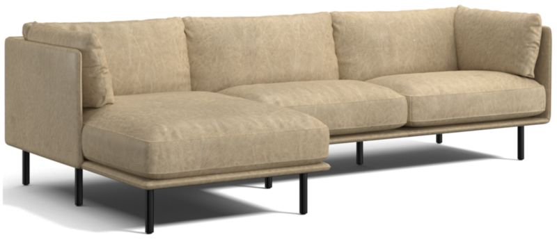 Wells Leather 2-Piece Chaise Sectional Sofa - image 0 of 10