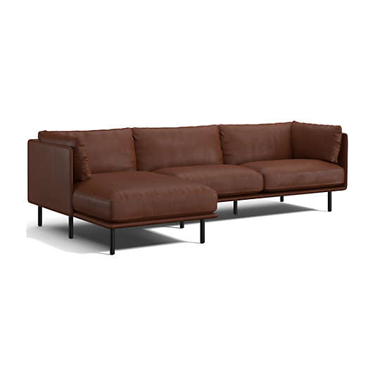 Wells Leather 2-Piece Chaise Sectional Sofa