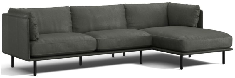 Wells Leather 2-Piece Chaise Sectional Sofa - image 0 of 11