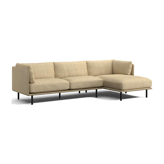 Wells Leather 2-Piece Chaise Sectional Sofa