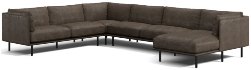 Wells Leather 4-Piece Corner Sectional Sofa with Chaise Lounge - image 0 of 10